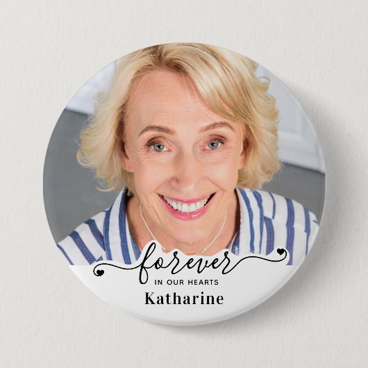 Für immer in unserem Herzen - Beileid Keepake Memo Button (Vorderseite)
