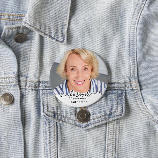 Für immer in unserem Herzen - Beileid Keepake Memo Button (Beispiel)