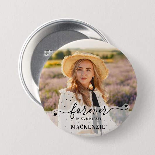 Für immer in unserem Herzen - Beileid Keepake Memo Button (Vorne & Hinten)