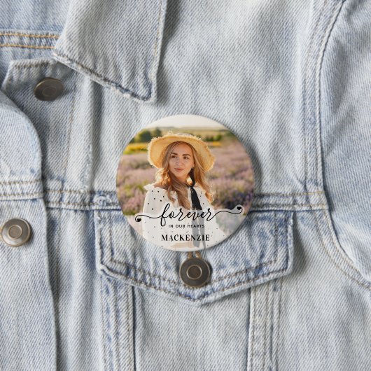 Für immer in unserem Herzen - Beileid Keepake Memo Button (Beispiel)