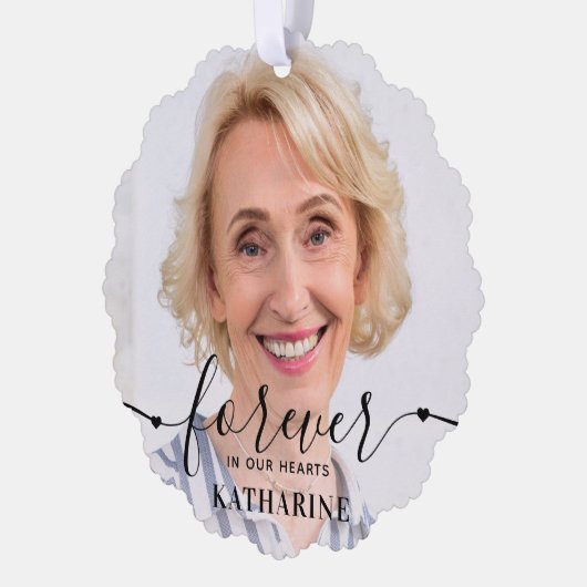 Für immer in unserem Herzen - Beileid Keepake Memo Ornament Karte (Links)