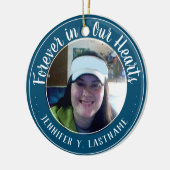 Für immer in unserem Herzen ein Foto Erinnerung Keramik Ornament (Links)