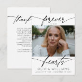 Für immer in unserem Herzen einfache Skript-Foto B Dankeskarte (Vorne/Hinten)