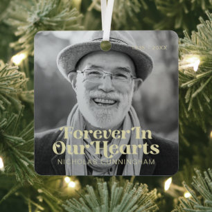 Für immer in unserem Herzen Elegantes Foto-Gedenkm Ornament Aus Metall