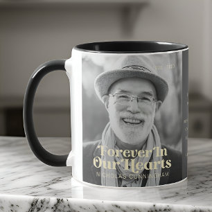 Für immer in unserem Herzen Elegantes Foto-Gedenkm Tasse