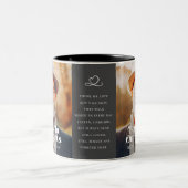 Für immer in unserem Herzen Elegantes Foto-Gedenkm Zweifarbige Tasse (Mittel)
