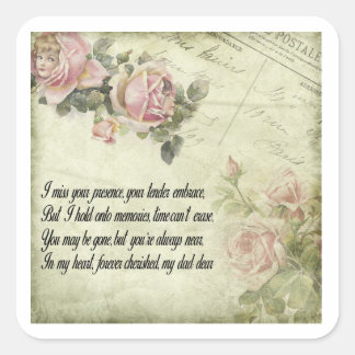 Für immer in unserem Herzen: Erinnern an den Vater Quadratischer Aufkleber