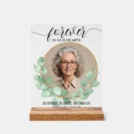 Für immer in unserem Herzen Eukalyptus-Beerdigung Acrylschild