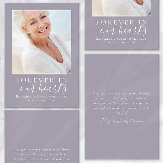 Für immer in unserem Herzen Foto Beerdigung Dankeskarte