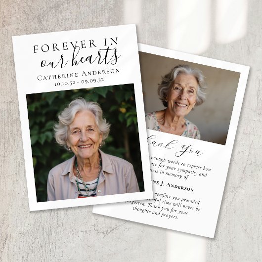 Für immer in unserem Herzen Foto Beerdigung Dankeskarte
