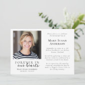 Für immer in unserem Herzen Foto Beerdigung Einladung (Stehend Vorderseite)