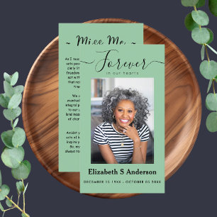 Für immer in unserem Herzen Foto Beerdigung Gebet Visitenkarte