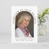 Für immer in unserem Herzen Foto Beerdigungsdenkma Dankeskarte (Stehend Vorderseite)