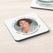 Für immer in unserem Herzen Foto Beerdigungsdenkma Getränkeuntersetzer (Linke Seite)