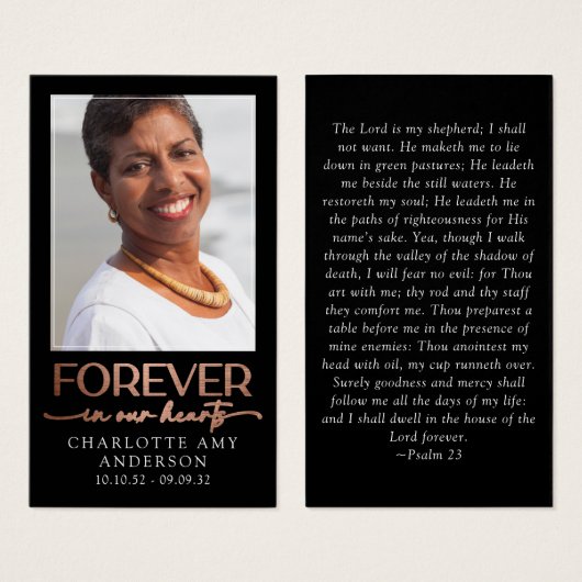 Für immer in unserem Herzen Foto Beerdigungskarte (Vorne & Hinten)