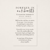 Für immer in unserem Herzen Foto Beerdigungskarte (Rückseite)