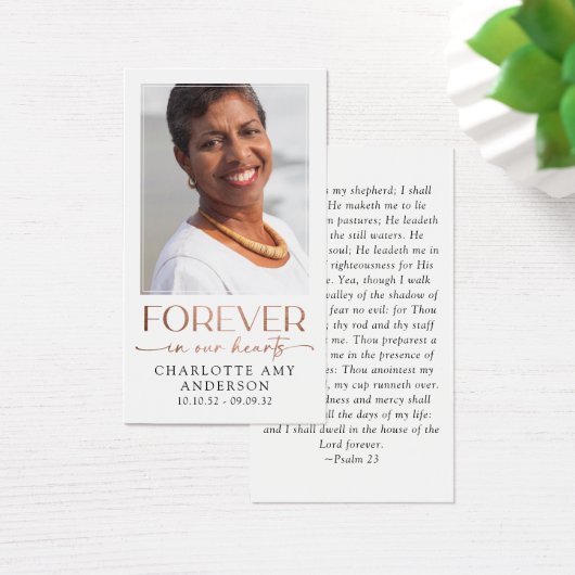 Für immer in unserem Herzen Foto Beerdigungskarte (Schreibtisch)