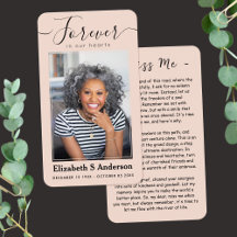 Für immer in unserem Herzen Foto Beerdigungskarte