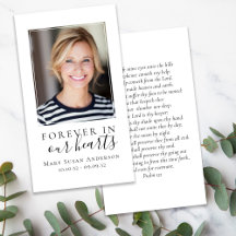 Für immer in unserem Herzen Foto Beerdigungskarte