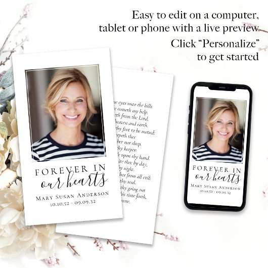 Für immer in unserem Herzen Foto Beerdigungskarte