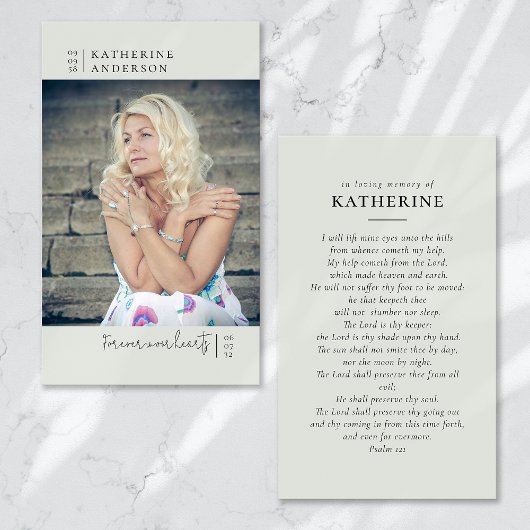 Für immer in unserem Herzen Foto Beerdigungskarte