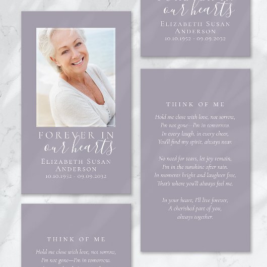 Für immer in unserem Herzen Foto Beerdigungskarte