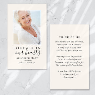 Für immer in unserem Herzen Foto Beerdigungskarte