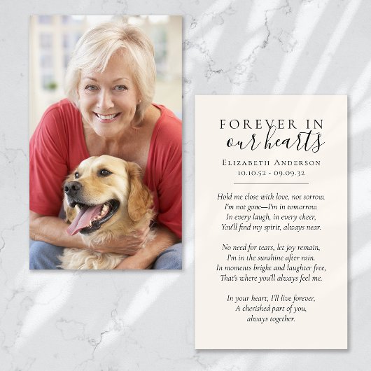Für immer in unserem Herzen Foto Beerdigungskarte