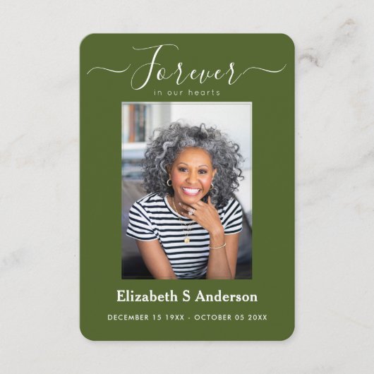 Für immer in unserem Herzen Foto Beerdigungskarte Begleitkarte (Vorderseite)