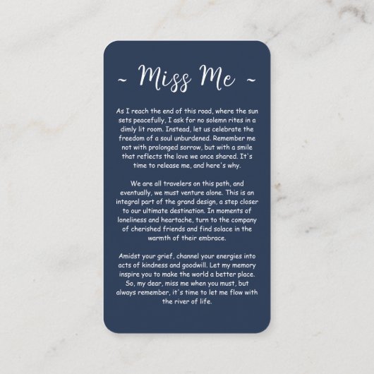 Für immer in unserem Herzen Foto Beerdigungskarte Begleitkarte (Rückseite)