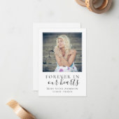 Für immer in unserem Herzen Foto Beerdigungskarte Mitteilungskarte (Vorderseite/Rückseite Beispiel)