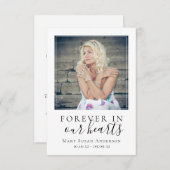 Für immer in unserem Herzen Foto Beerdigungskarte Mitteilungskarte (Vorne/Hinten)