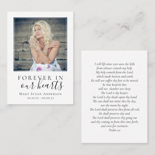 Für immer in unserem Herzen Foto Beerdigungskarte Telefonnummerkarte (Vorne/Hinten)