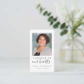 Für immer in unserem Herzen Foto Beerdigungskarte Visitenkarte (Stehend Vorderseite)