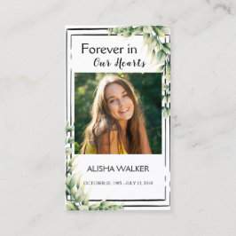 Für immer in unserem Herzen Foto Beerdigungskarte Visitenkarte