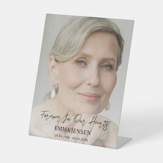 Für immer in unserem Herzen Foto Begrüßungsfeier Sockelschild (Vorderseite)