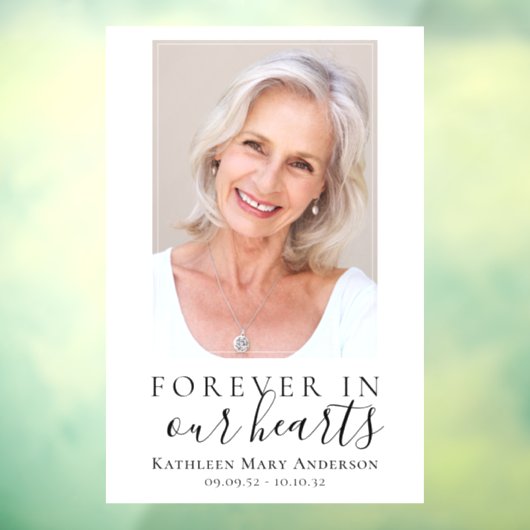 Für immer in unserem Herzen Foto Begrüßungszeichen Fensteraufkleber (Blatt 3)