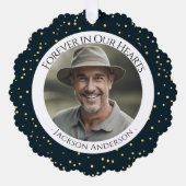 Für immer in unserem Herzen Foto Erinnerung Ornament Karte (Vorderseite)