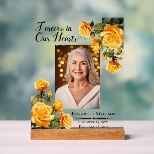 Für immer in unserem Herzen Foto Gedenkmal Akrylli Acrylschild (Neutral)