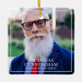 Für immer in unserem Herzen Foto Memorial Keepake Keramikornament (Vorderseite)