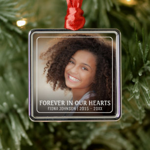 Für immer in unserem Herzen Foto Memorial Keepake Ornament Aus Metall