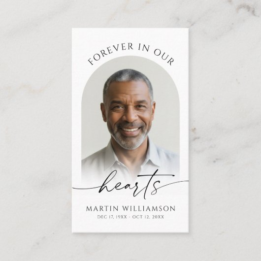 Für immer in unserem Herzen Foto Moderne Gebetskar Visitenkarte (Vorderseite)