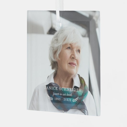 Für immer in unserem Herzen | FOTO Ornament Aus Glas (Vorderseite links)