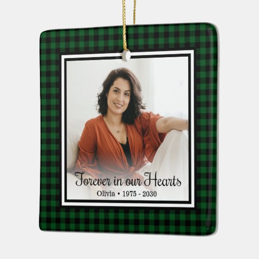 Für immer in unserem Herzen Green Buffalo Karierte Keramikornament (Links)