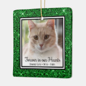 Für immer in unserem Herzen Green Glitzer Cat Memo Keramikornament (Links)