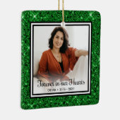 Für immer in unserem Herzen Green Glitzer Memorial Keramikornament (Rechts)