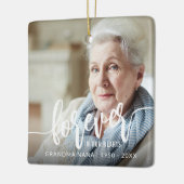 Für immer in unserem Herzen Handschrift 2 Fotos Keramikornament (Links)