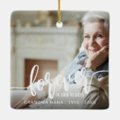 Für immer in unserem Herzen Handschrift 2 Fotos Keramikornament (Rückseite)