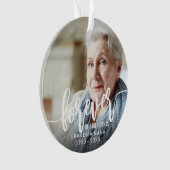 Für immer in unserem Herzen Handschrift 2 Fotos Ornament (Vorderseite)