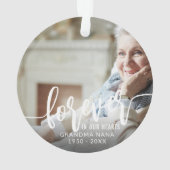 Für immer in unserem Herzen Handschrift 2 Fotos Ornament (Rückseite)